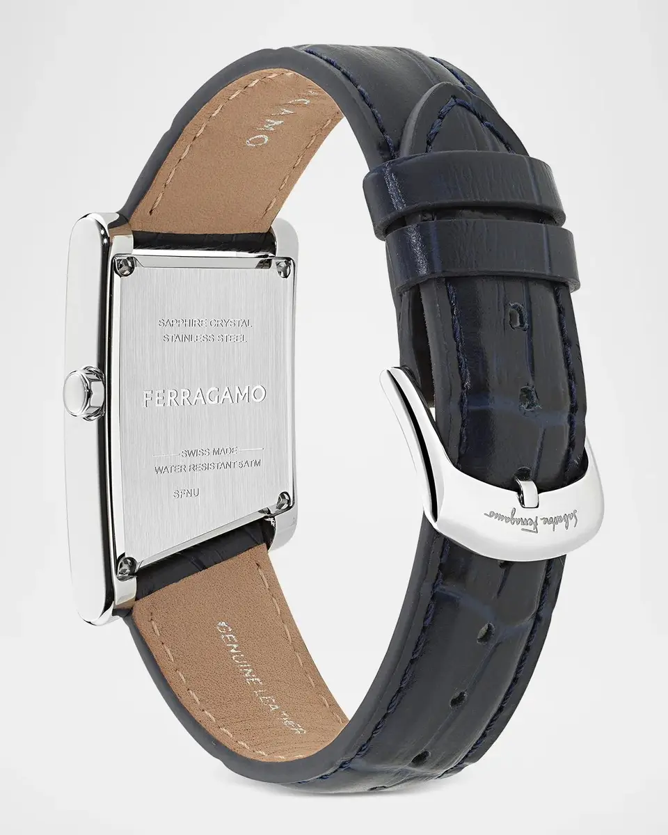 Ferragamo Men's Asymetrique 75x115 Leather-Strap Watch | Thumbnail 3