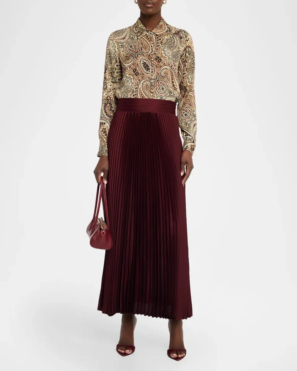 Elie Tahari The Ayla Pleated Viscose-Silk Midi Skirt | Thumbnail 2 Elie Tahari The Ayla Pleated Viscose-Silk Midi Skirt | Thumbnail 2