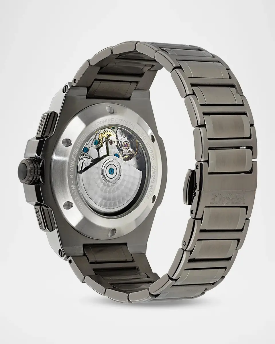 Versace Men's Greca 43mm IP Gunmetal Extreme Chrono Skeleton Automatic Watch | Thumbnail 4 Versace Men's Greca 43mm IP Gunmetal Extreme Chrono Skeleton Automatic Watch | Thumbnail 4