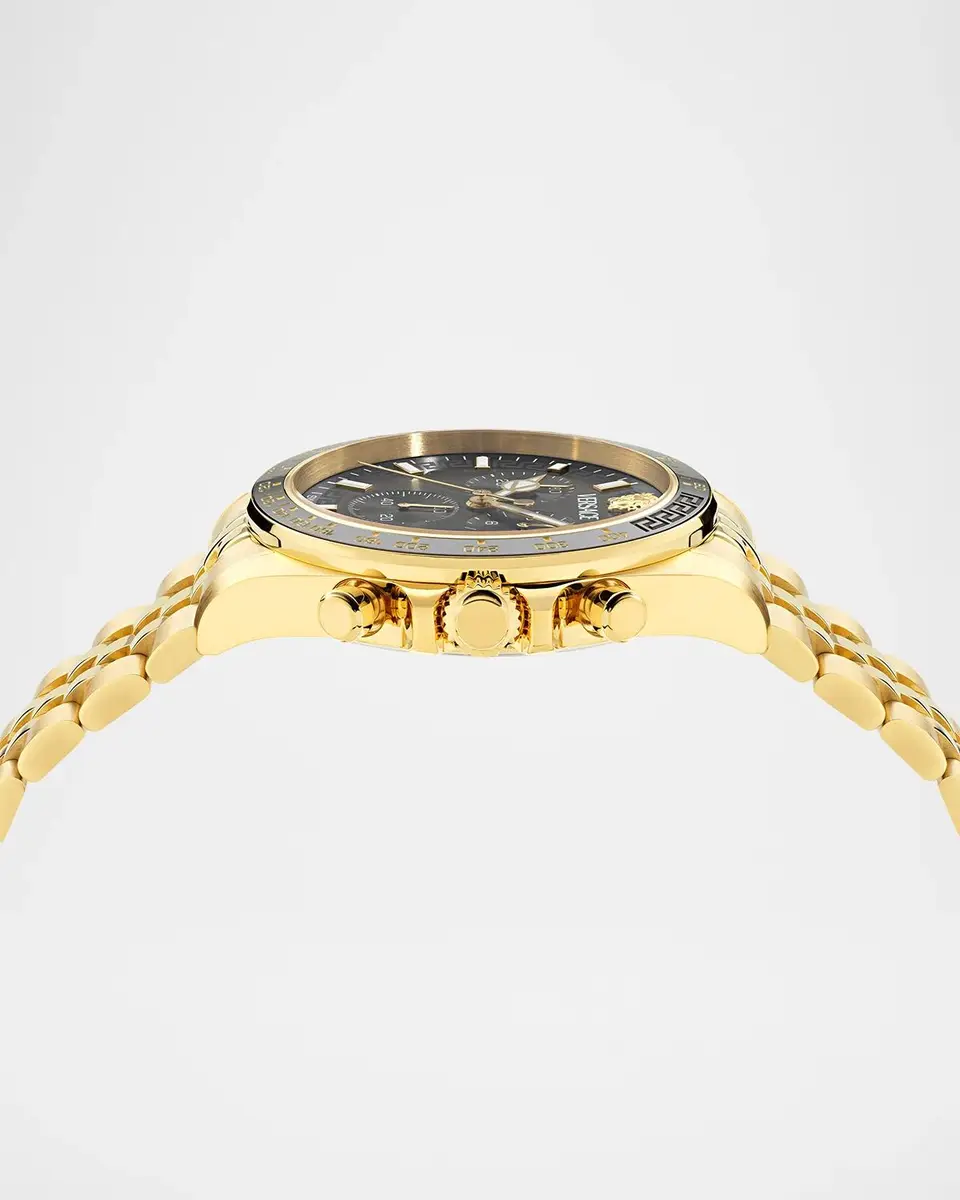 Versace Men's Greca Chrono Wave 43mm IP Yellow Gold Bracelet Watch | Thumbnail 3 Versace Men's Greca Chrono Wave 43mm IP Yellow Gold Bracelet Watch | Thumbnail 3