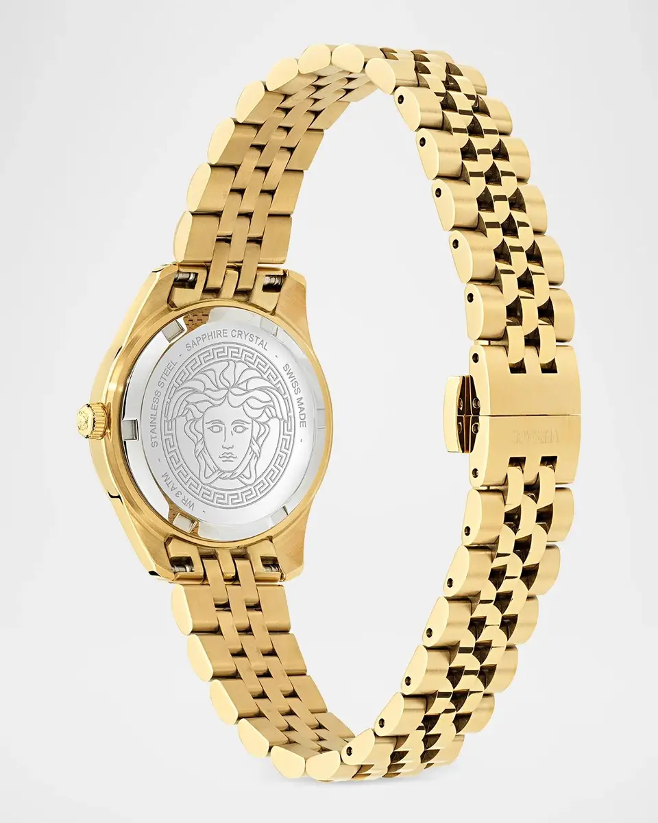 Versace Greca Time Diamond 30mm IP Yellow Gold Bracelet Watch | Thumbnail 4 Versace Greca Time Diamond 30mm IP Yellow Gold Bracelet Watch | Thumbnail 4