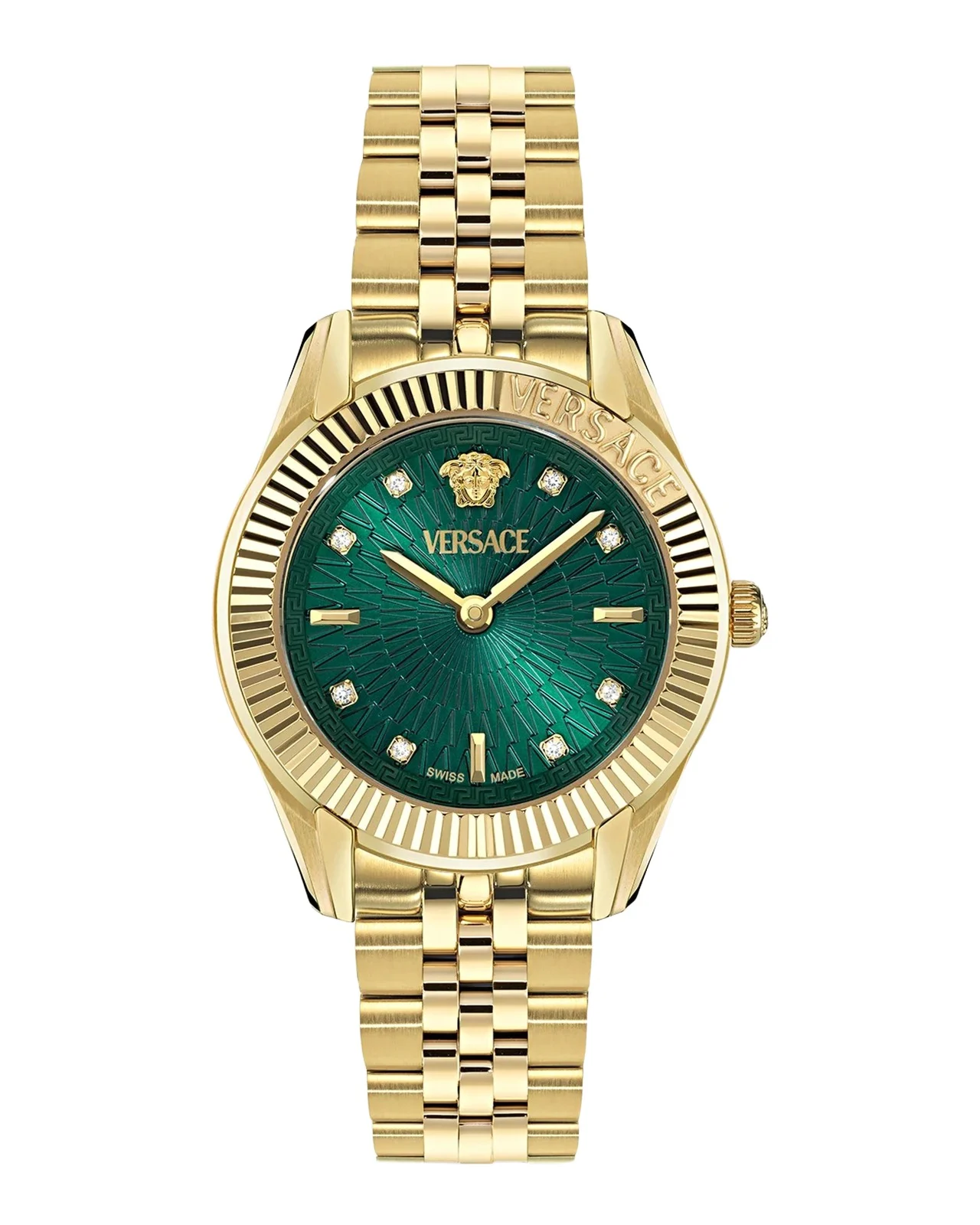 Versace Greca Time Diamond 30mm IP Yellow Gold Bracelet Watch