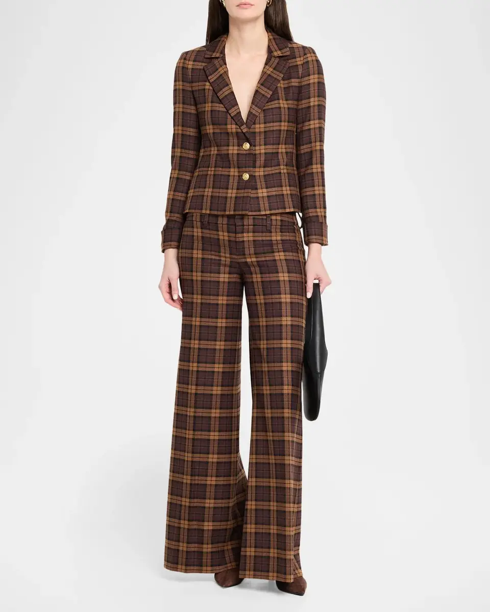 Alice + Olivia Olivia Plaid Low-Rise Wide-Leg Pants | Thumbnail 2 Alice + Olivia Olivia Plaid Low-Rise Wide-Leg Pants | Thumbnail 2