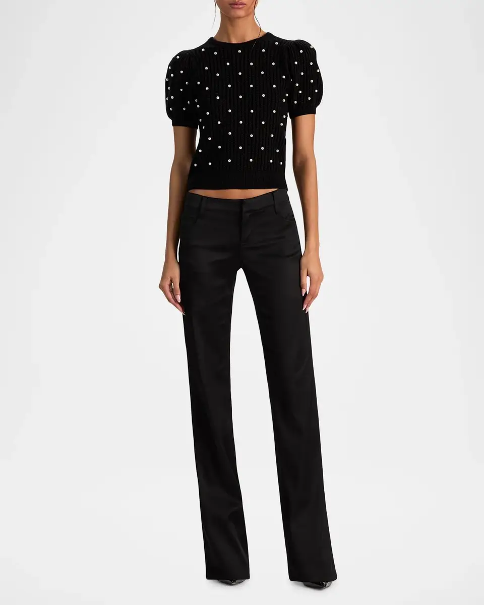 Alice + Olivia Chase Embellished Stretch-Wool Puff-Sleeve Sweater | Thumbnail 2