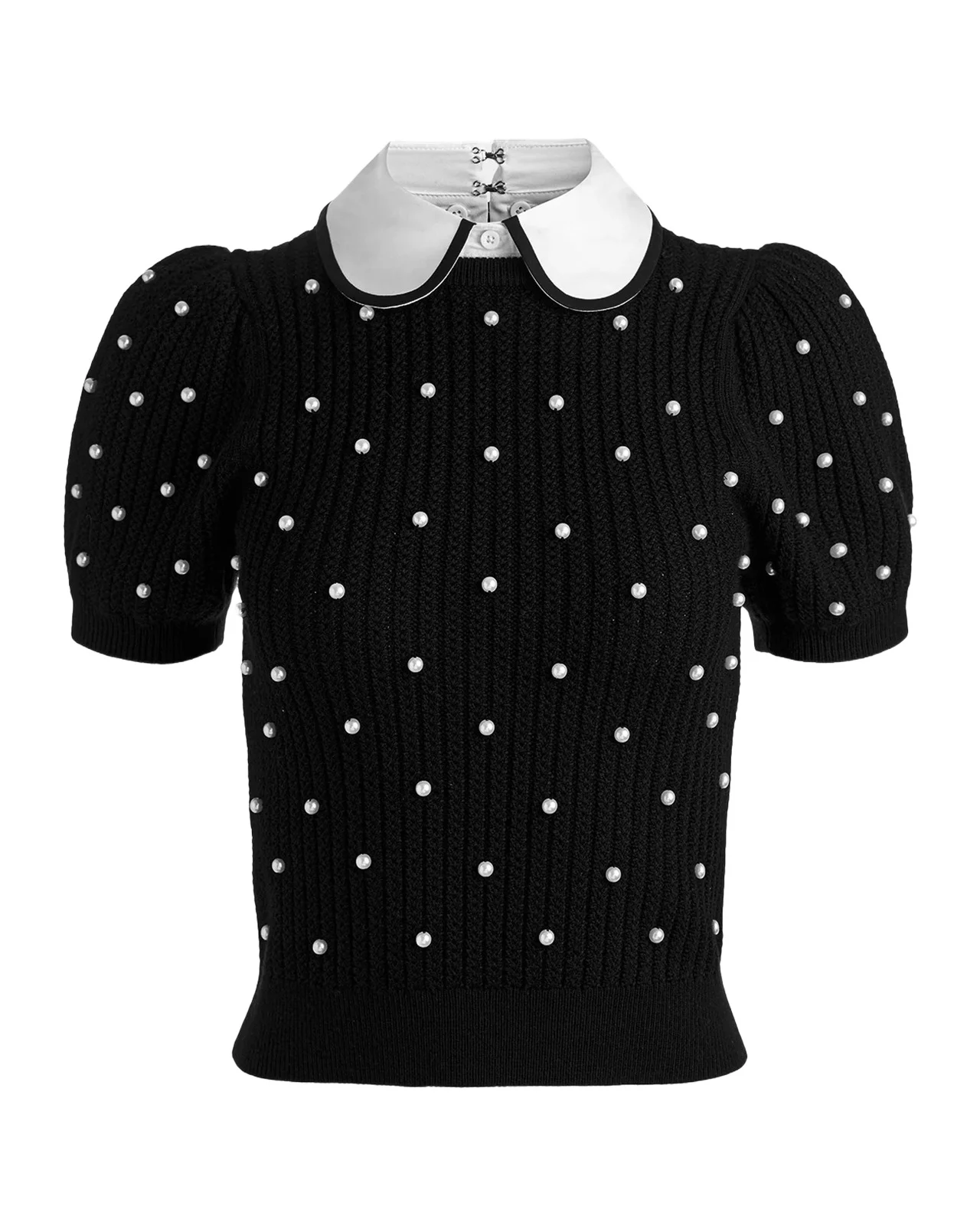 Chase Embellished Stretch-Wool Puff-Sleeve Sweater Chase Embellished Stretch-Wool Puff-Sleeve Sweater