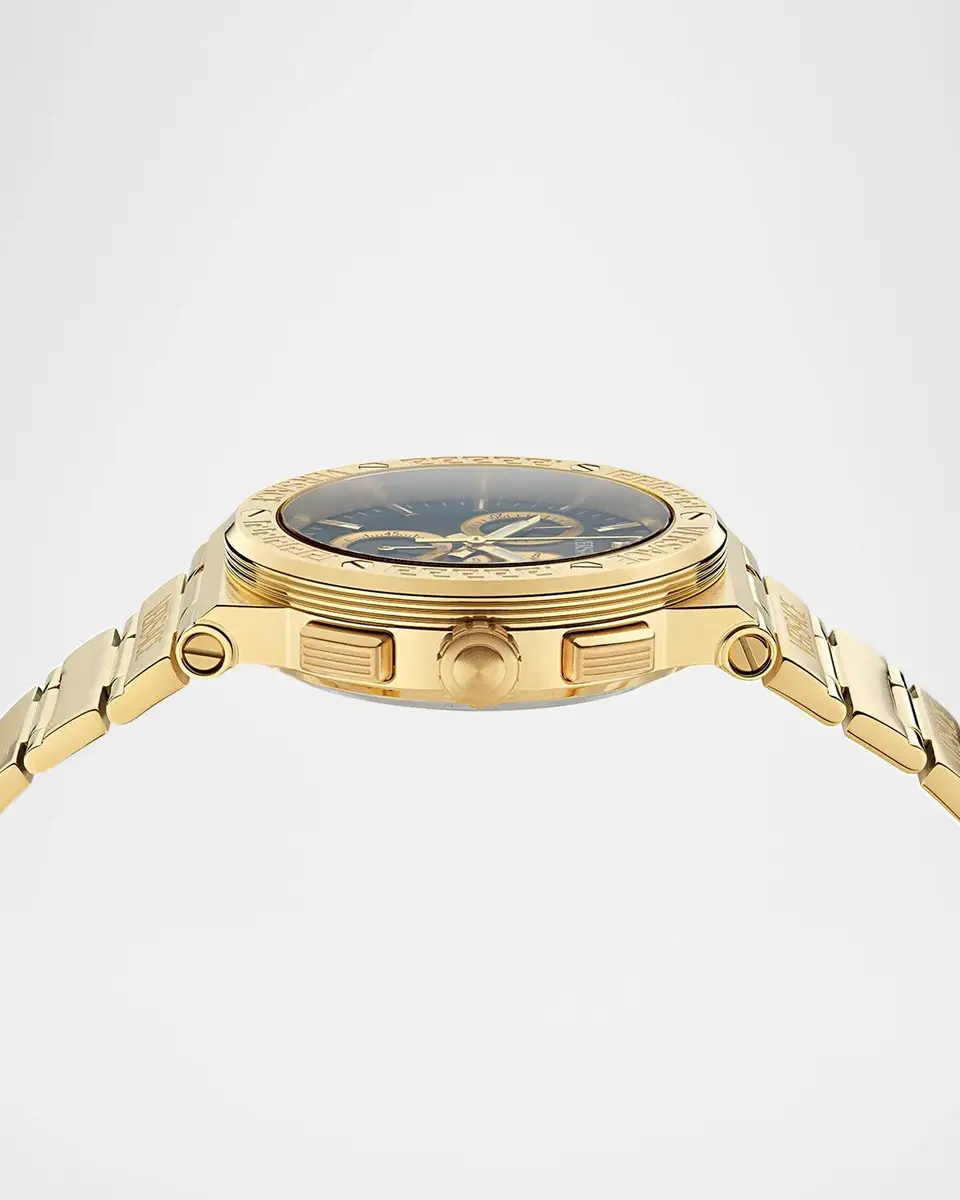 Versace Men's Greca Logo Chrono 40mm IP Yellow Gold Bracelet Watch | Thumbnail 3 Versace Men's Greca Logo Chrono 40mm IP Yellow Gold Bracelet Watch | Thumbnail 3