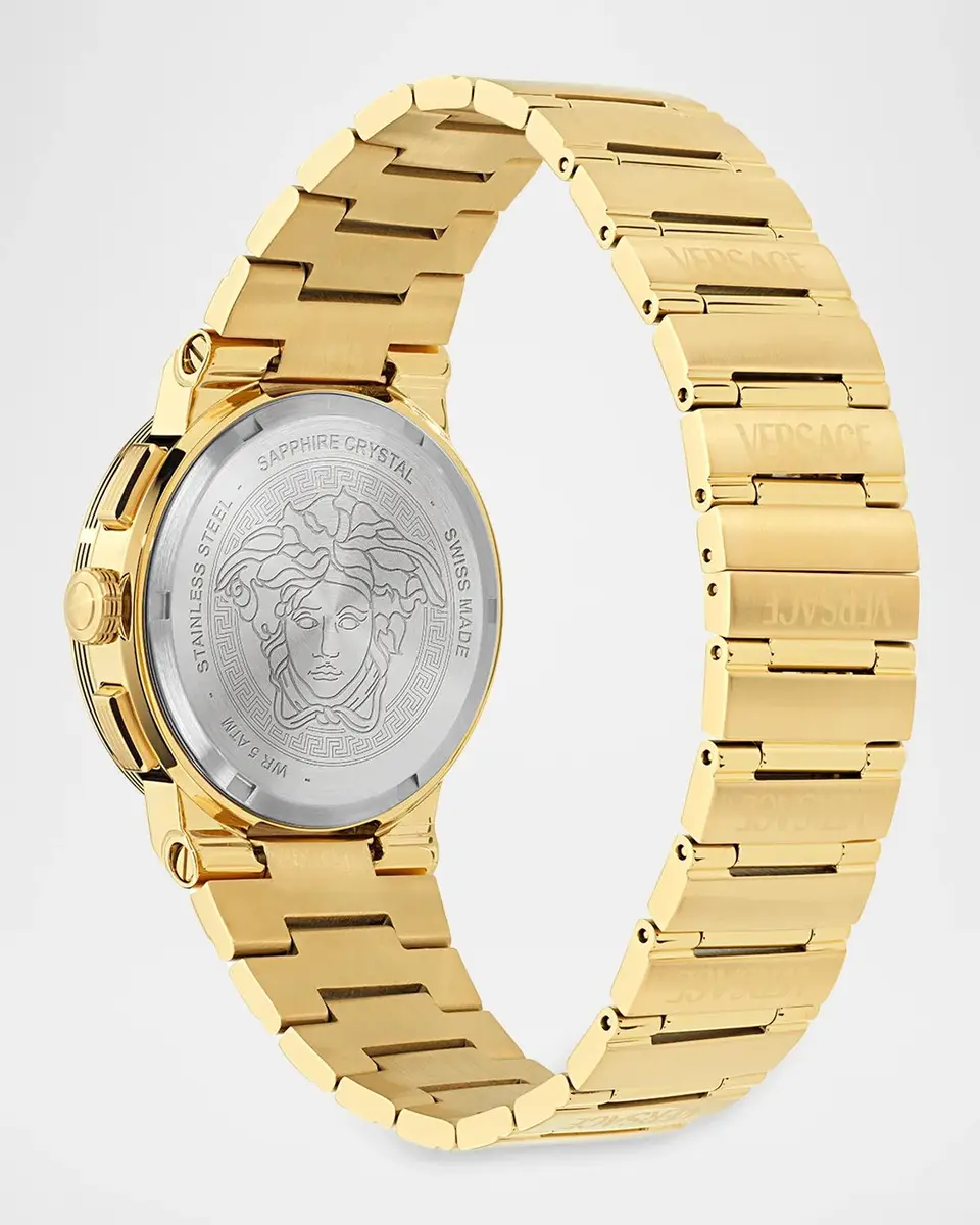 Versace Men's Greca Logo Chrono 40mm IP Yellow Gold Bracelet Watch | Thumbnail 4 Versace Men's Greca Logo Chrono 40mm IP Yellow Gold Bracelet Watch | Thumbnail 4