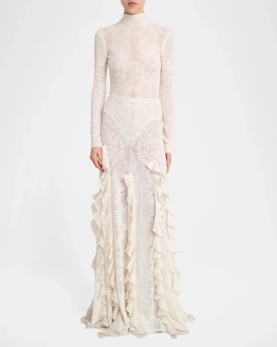 Gabriela Hearst Waite Mock-Neck Lace Knit Long-Sleeve Top | Thumbnail 2 Gabriela Hearst Waite Mock-Neck Lace Knit Long-Sleeve Top | Thumbnail 2