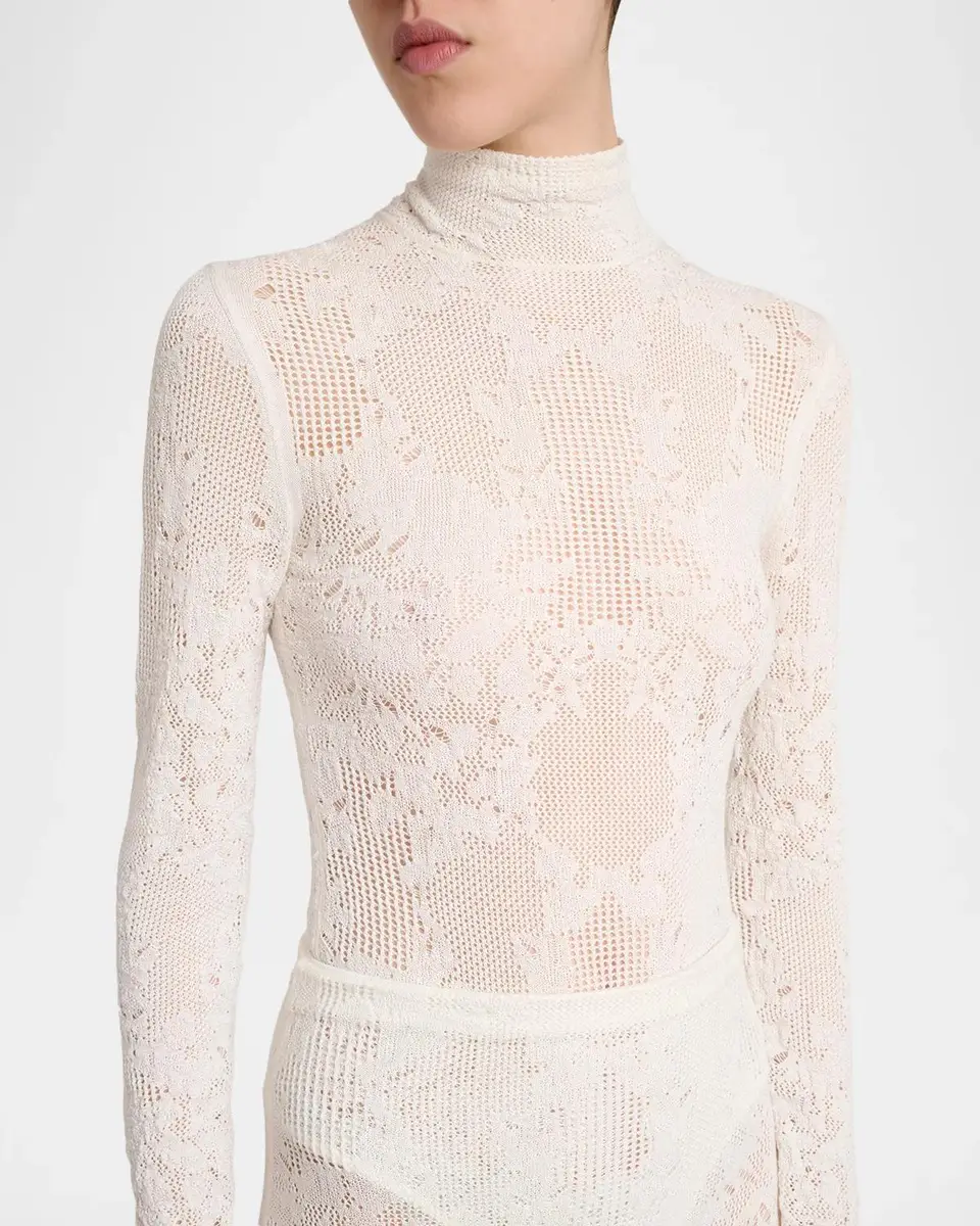 Gabriela Hearst Waite Mock-Neck Lace Knit Long-Sleeve Top | Thumbnail 5 Gabriela Hearst Waite Mock-Neck Lace Knit Long-Sleeve Top | Thumbnail 5