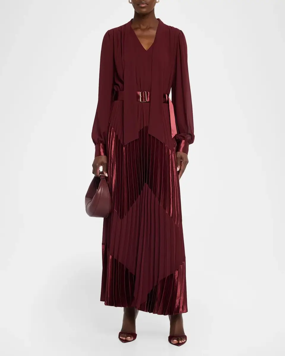 Elie Tahari The Carrie Pleated Chevron Maxi Dress | Thumbnail 2 Elie Tahari The Carrie Pleated Chevron Maxi Dress | Thumbnail 2