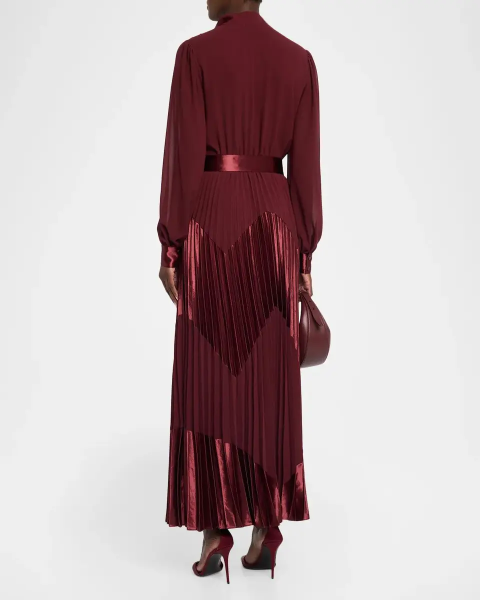 Elie Tahari The Carrie Pleated Chevron Maxi Dress | Thumbnail 3 Elie Tahari The Carrie Pleated Chevron Maxi Dress | Thumbnail 3