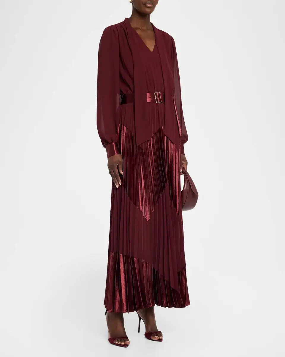 Elie Tahari The Carrie Pleated Chevron Maxi Dress | Thumbnail 4 Elie Tahari The Carrie Pleated Chevron Maxi Dress | Thumbnail 4