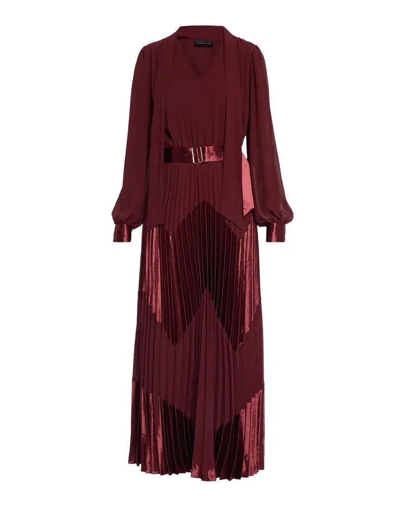 The Carrie Pleated Chevron Maxi Dress The Carrie Pleated Chevron Maxi Dress