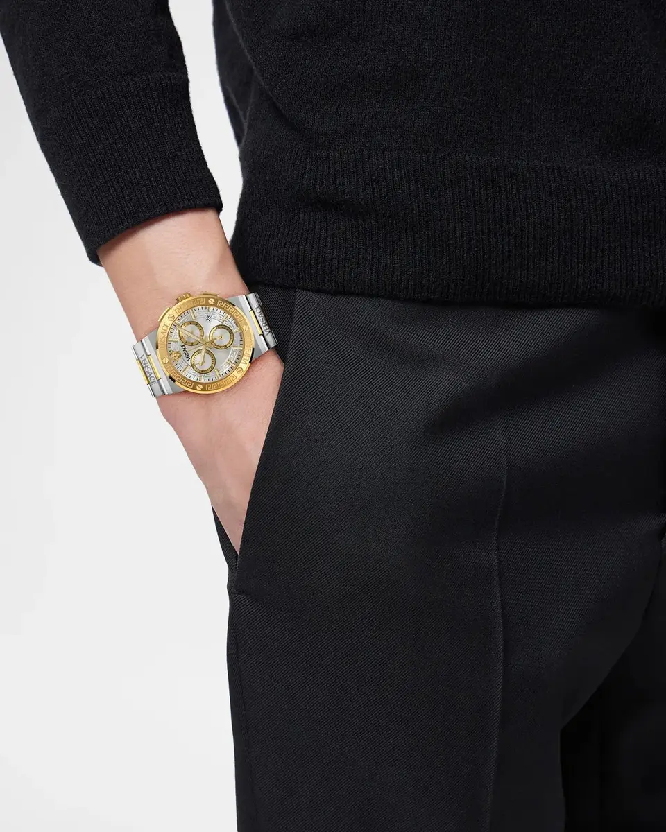 Versace Men's Greca Logo Chrono 40mm Two-Tone Bracelet Watch | Thumbnail 2 Versace Men's Greca Logo Chrono 40mm Two-Tone Bracelet Watch | Thumbnail 2