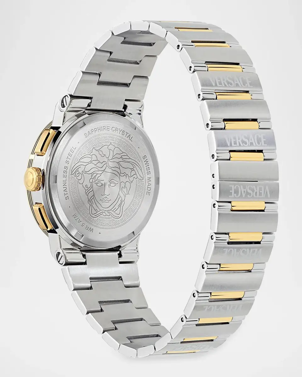 Versace Men's Greca Logo Chrono 40mm Two-Tone Bracelet Watch | Thumbnail 4 Versace Men's Greca Logo Chrono 40mm Two-Tone Bracelet Watch | Thumbnail 4