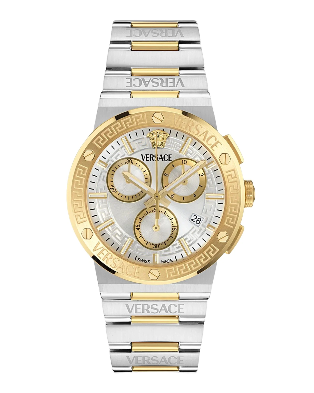 Versace Men's Greca Logo Chrono 40mm Two-Tone Bracelet Watch
