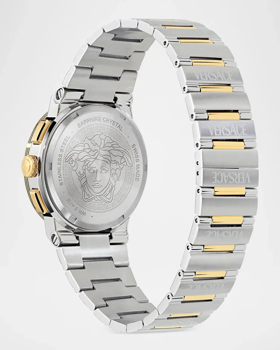 Versace Men's Greca Logo Chrono 40mm Two-Tone Bracelet Watch | Thumbnail 4 Versace Men's Greca Logo Chrono 40mm Two-Tone Bracelet Watch | Thumbnail 4