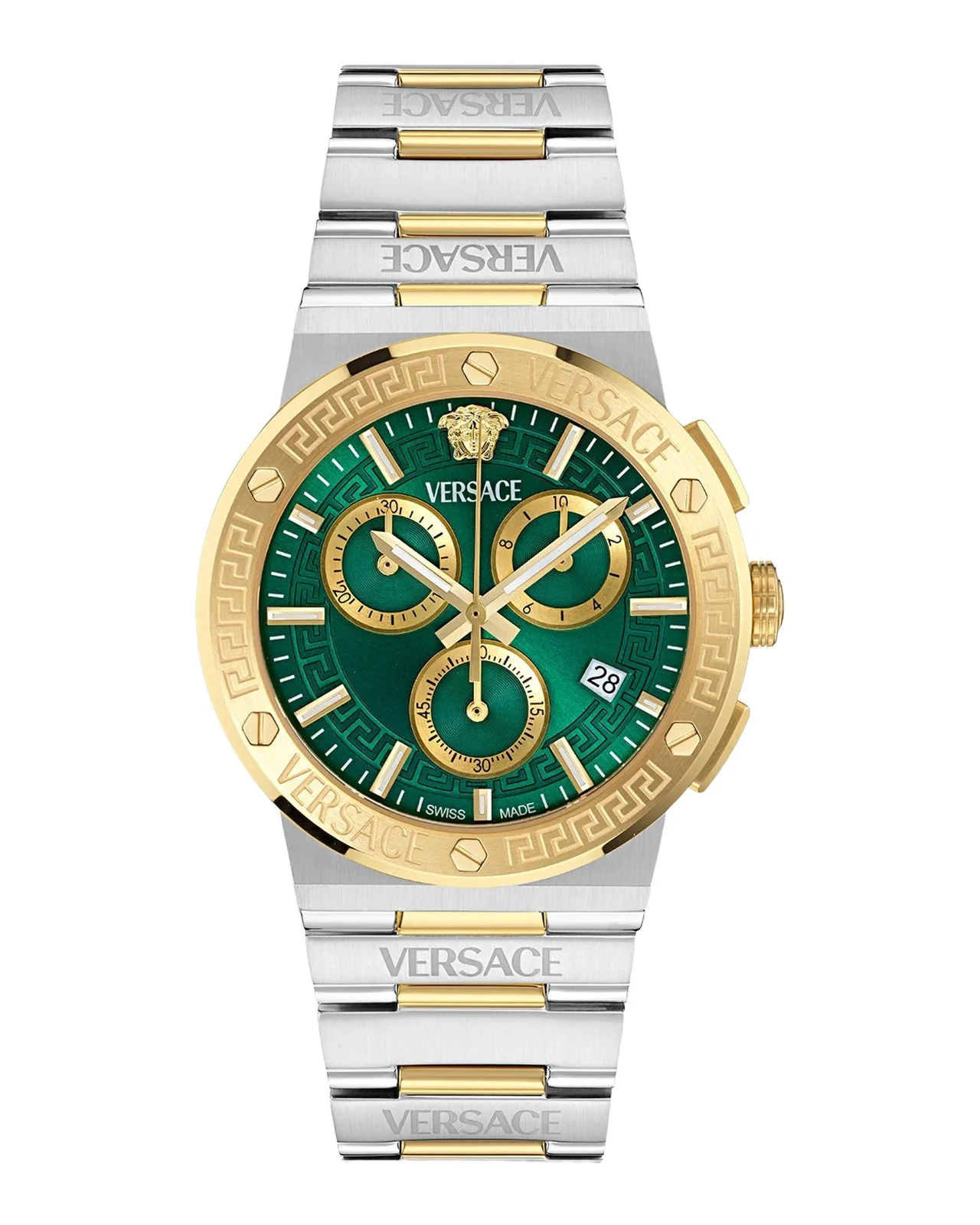 Versace Men's Greca Logo Chrono 40mm Two-Tone Bracelet Watch