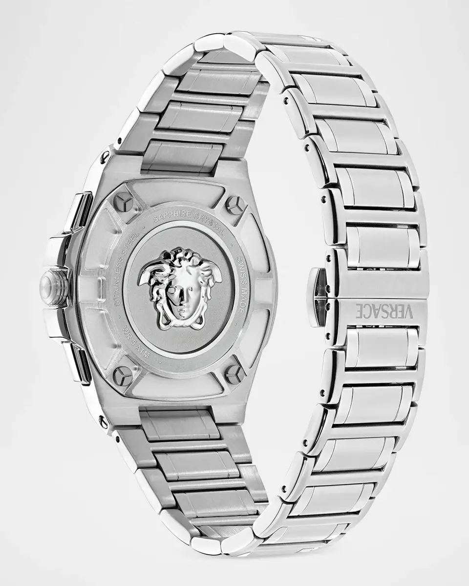 Versace Men's Greca Reaction Chronograph 43mm Stainless Steel Bracelet Watch | Thumbnail 4 Versace Men's Greca Reaction Chronograph 43mm Stainless Steel Bracelet Watch | Thumbnail 4
