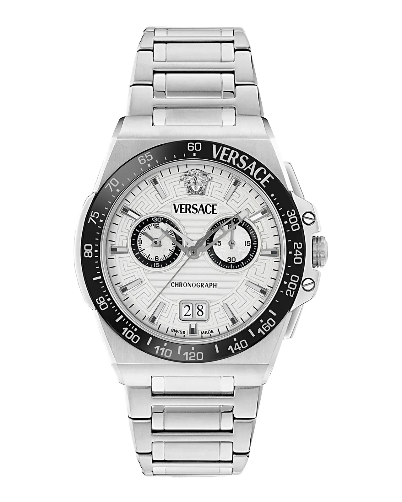 Versace Men's Greca Reaction Chronograph 43mm Stainless Steel Bracelet Watch