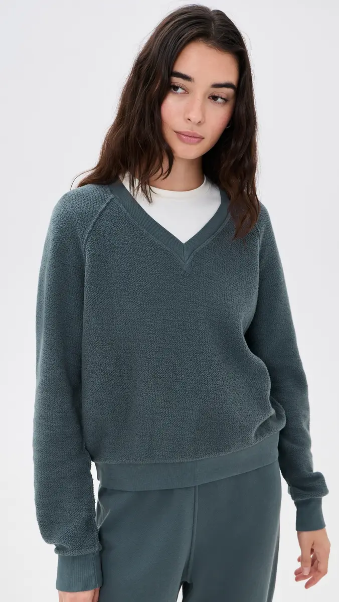 perfectwhitetee Zuri Reverse Fleece V Neck Sweatshirt | Thumbnail 2 perfectwhitetee Zuri Reverse Fleece V Neck Sweatshirt | Thumbnail 2