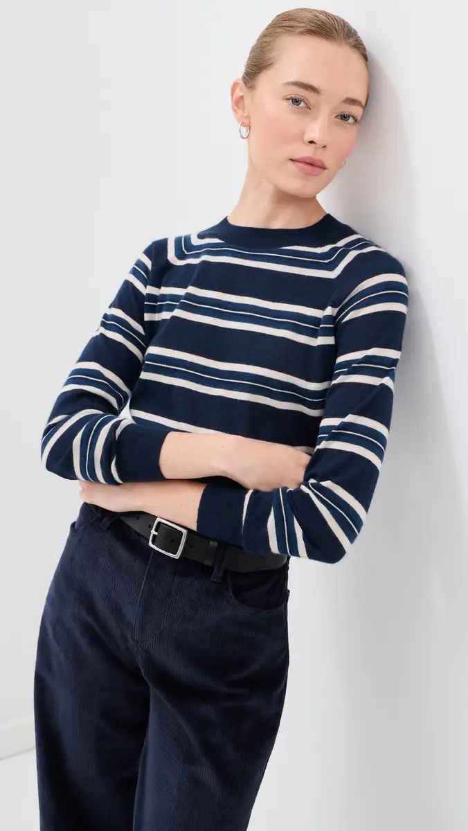 Sprwmn Long Sleeve Striped Raglan Cashmere Sweater | Thumbnail 2 Sprwmn Long Sleeve Striped Raglan Cashmere Sweater | Thumbnail 2