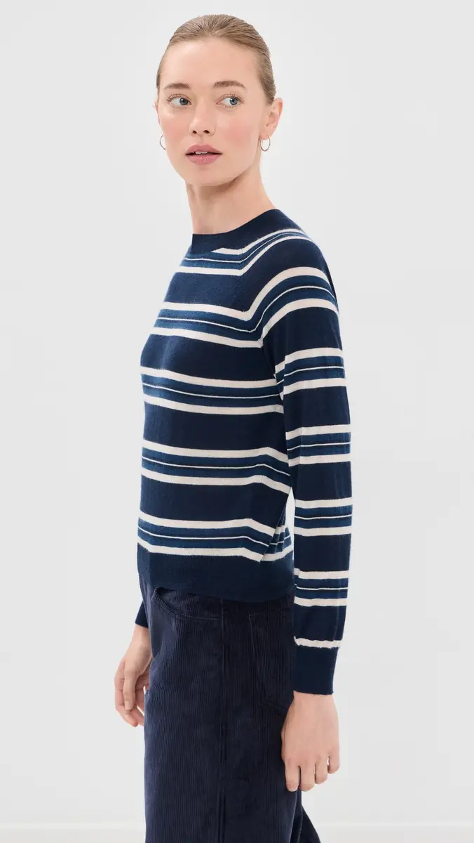 Sprwmn Long Sleeve Striped Raglan Cashmere Sweater | Thumbnail 4 Sprwmn Long Sleeve Striped Raglan Cashmere Sweater | Thumbnail 4