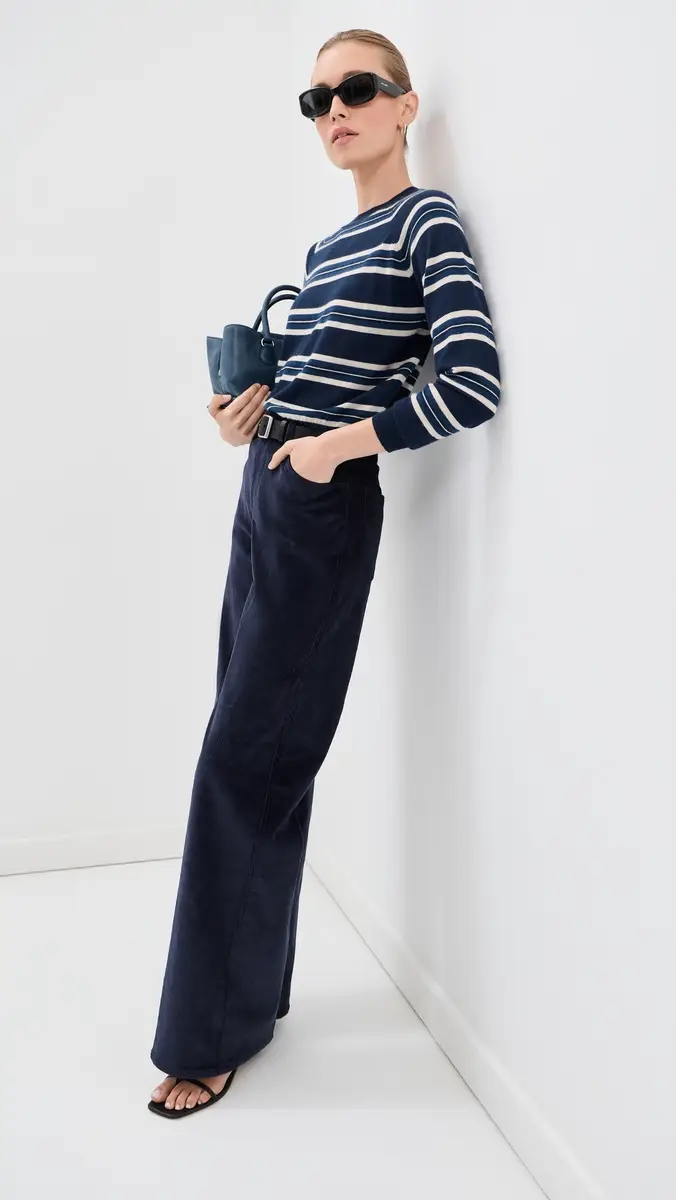 Sprwmn Long Sleeve Striped Raglan Cashmere Sweater | Thumbnail 5 Sprwmn Long Sleeve Striped Raglan Cashmere Sweater | Thumbnail 5