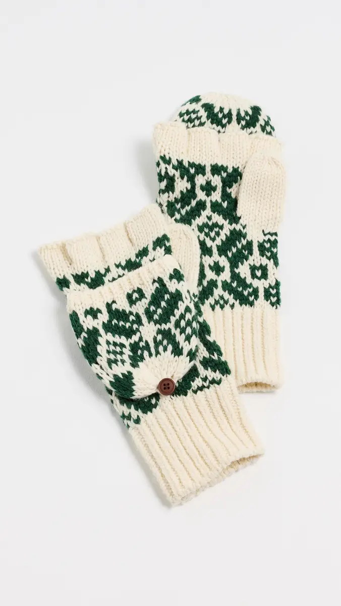 Faherty Diamond Fair Isle Pop Top Mittens | Thumbnail 2 Faherty Diamond Fair Isle Pop Top Mittens | Thumbnail 2