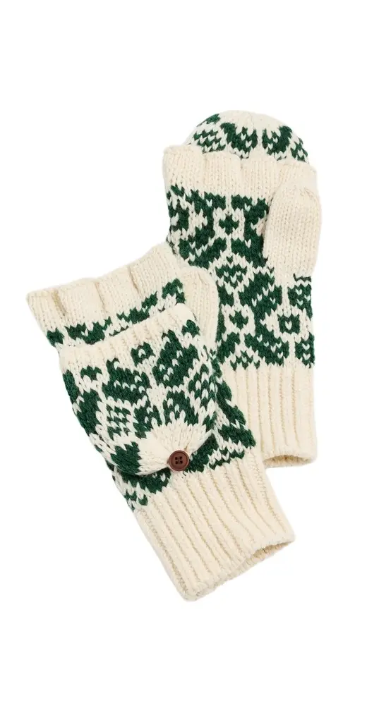 Faherty Diamond Fair Isle Pop Top Mittens