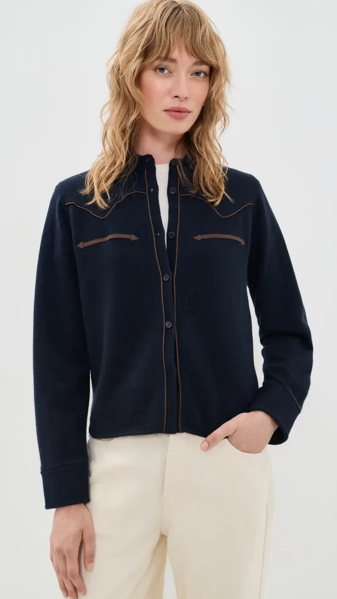 Guest In Residence Cropped Western Cashmere Button Down Shirt | Thumbnail 2 Guest In Residence Cropped Western Cashmere Button Down Shirt | Thumbnail 2