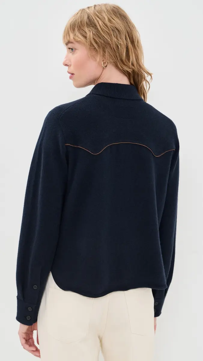 Guest In Residence Cropped Western Cashmere Button Down Shirt | Thumbnail 3 Guest In Residence Cropped Western Cashmere Button Down Shirt | Thumbnail 3