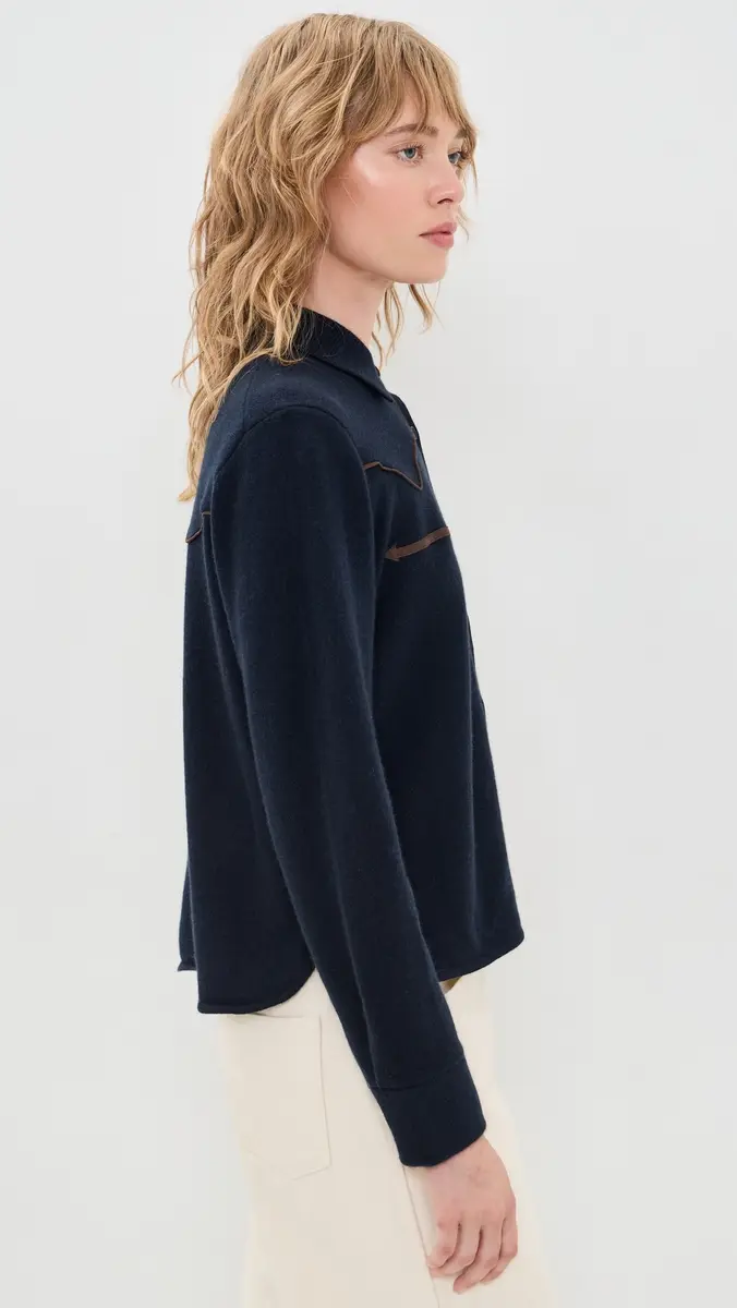 Guest In Residence Cropped Western Cashmere Button Down Shirt | Thumbnail 4 Guest In Residence Cropped Western Cashmere Button Down Shirt | Thumbnail 4