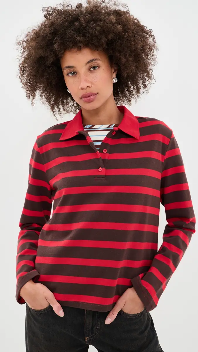 English Factory Striped Polo Knit Top | Thumbnail 2 English Factory Striped Polo Knit Top | Thumbnail 2