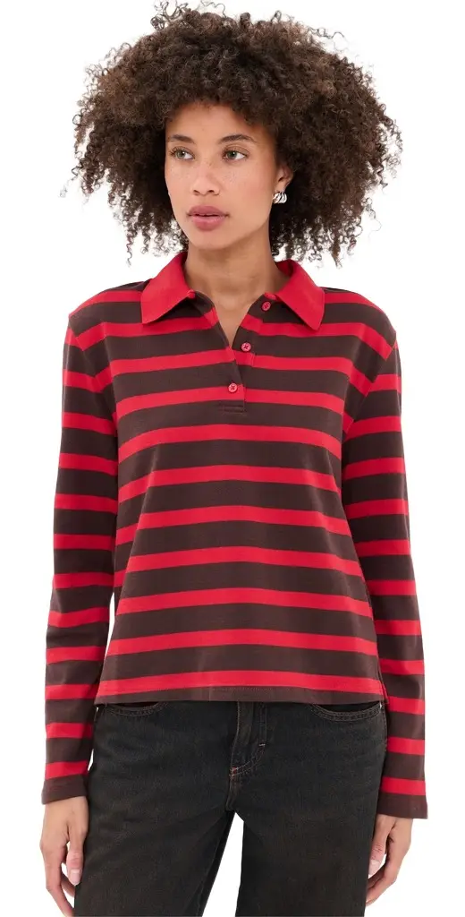 English Factory Striped Polo Knit Top