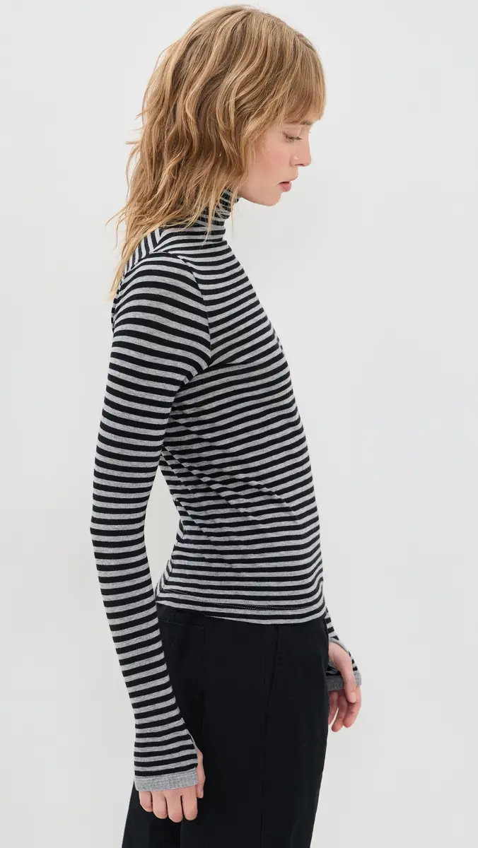 ENZA COSTA New Classic Striped Turtleneck Top | Thumbnail 4