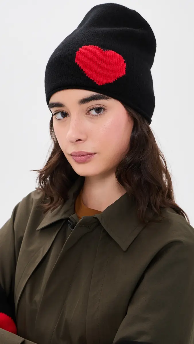 Carolina Amato Cashmere Blend Heart Beanie | Thumbnail 3 Carolina Amato Cashmere Blend Heart Beanie | Thumbnail 3