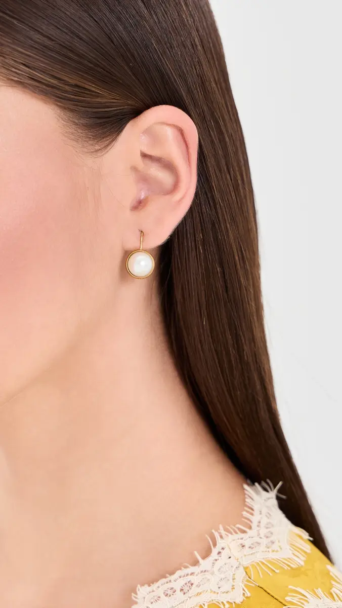 Shashi Bezel Pearl French Hook Earrings | Thumbnail 3 Shashi Bezel Pearl French Hook Earrings | Thumbnail 3