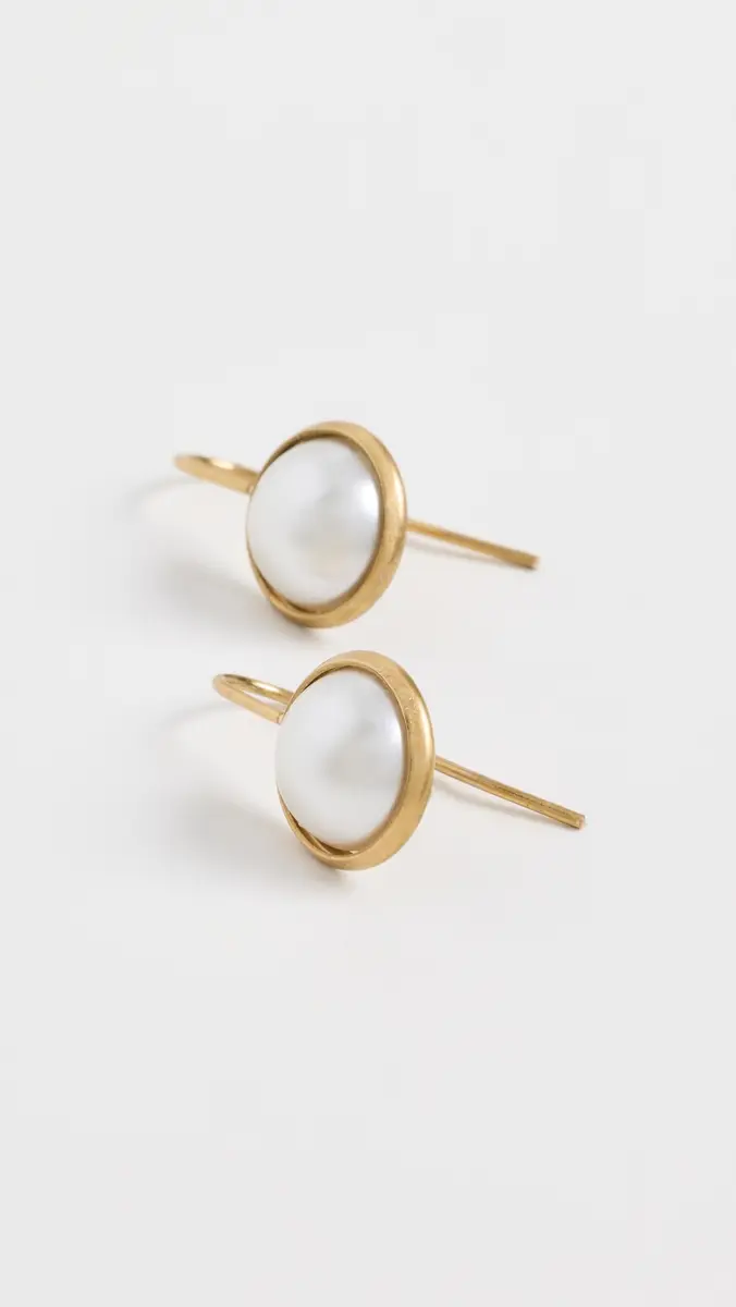 Shashi Bezel Pearl French Hook Earrings | Thumbnail 4 Shashi Bezel Pearl French Hook Earrings | Thumbnail 4