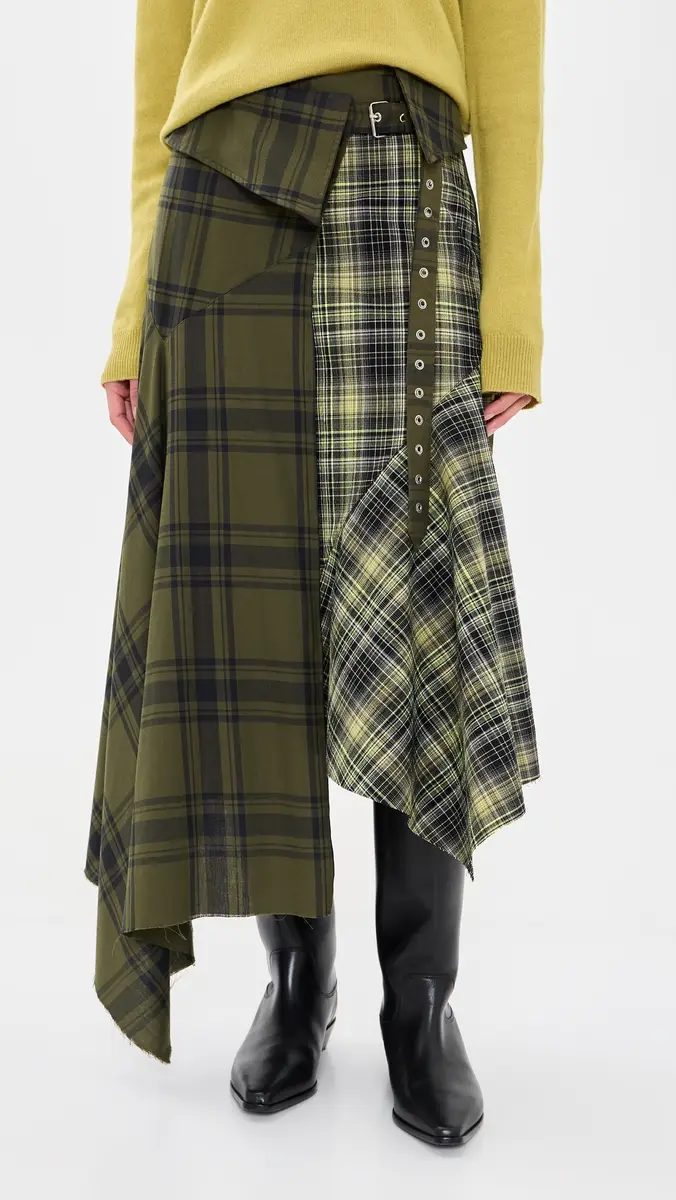 MARQUES ALMEIDA Plaid Folded Belt Wrap Skirt | Thumbnail 3