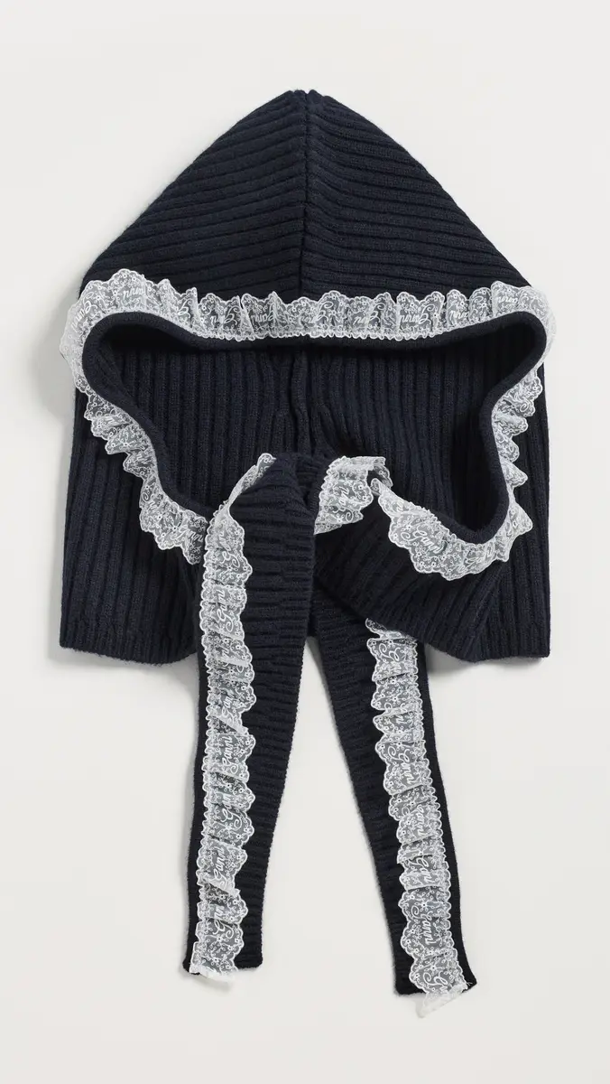 Ganni Compact Wool Lace Balaclava | Thumbnail 2