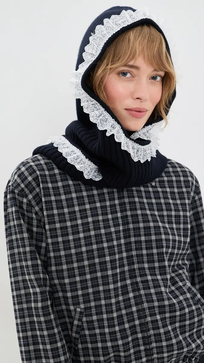Ganni Compact Wool Lace Balaclava | Thumbnail 4
