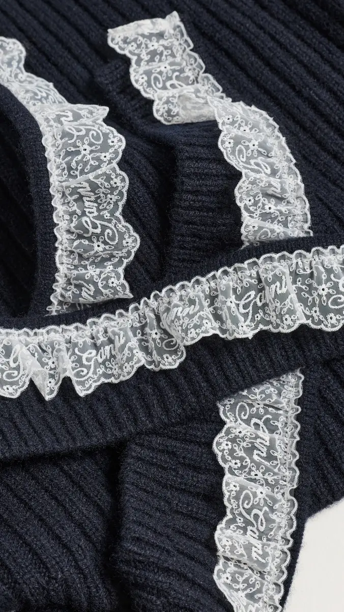 Ganni Compact Wool Lace Balaclava | Thumbnail 5