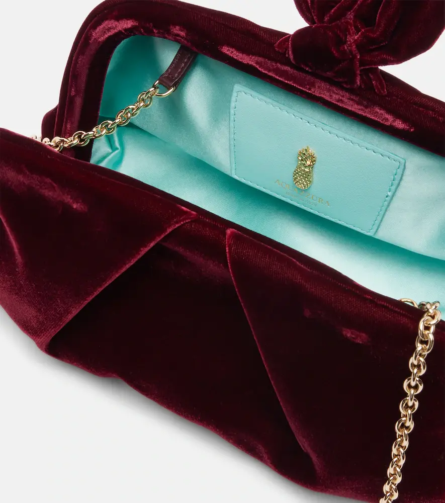 Aquazzura Bow Tie Small velvet clutch | Thumbnail 2