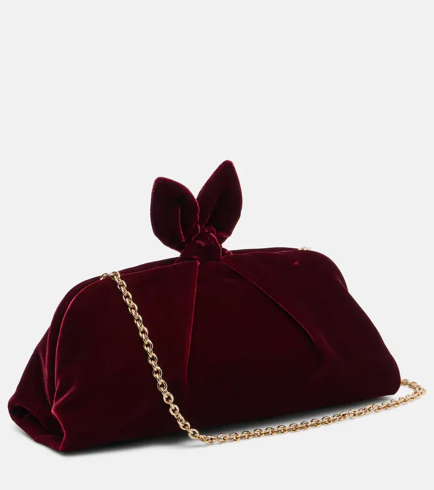 Aquazzura Bow Tie Small velvet clutch | Thumbnail 3