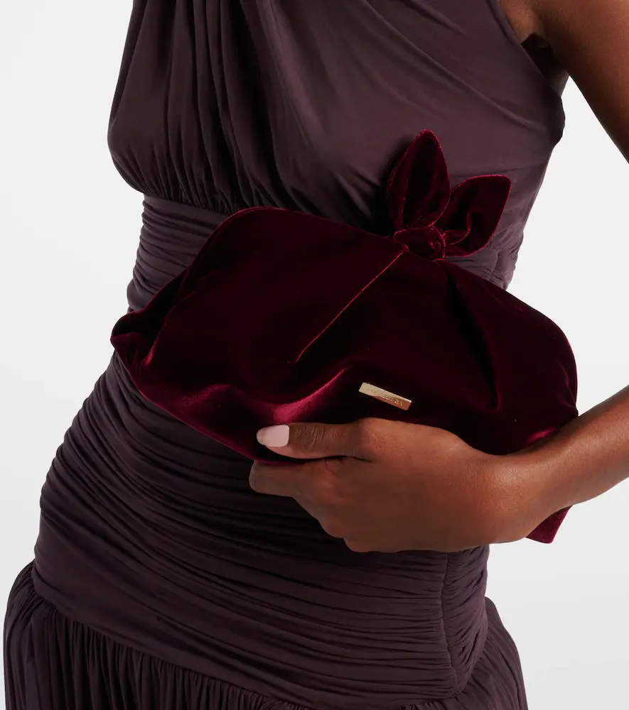 Aquazzura Bow Tie Small velvet clutch | Thumbnail 5