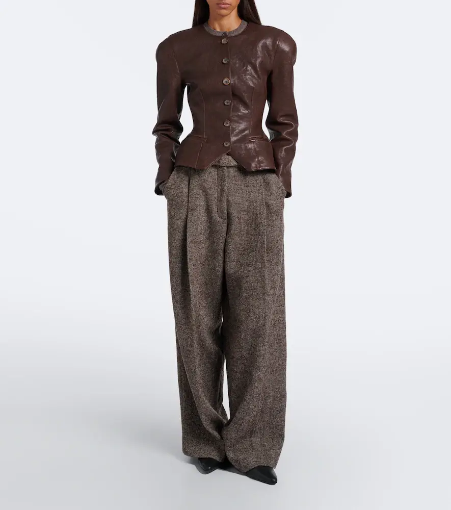 Magda Butrym Herringbone wool-blend wide-leg pants | Thumbnail 2 Magda Butrym Herringbone wool-blend wide-leg pants | Thumbnail 2