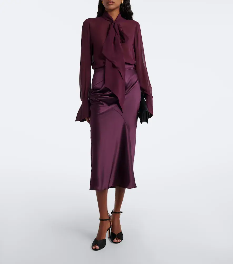 Nina Ricci Silk-blend midi skirt | Thumbnail 3 Nina Ricci Silk-blend midi skirt | Thumbnail 3
