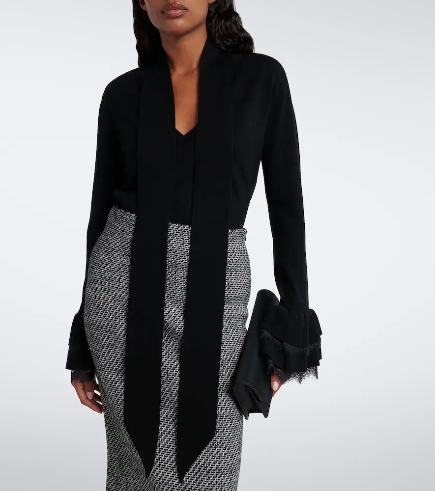Nina Ricci Lace-trimmed wool-blend top | Thumbnail 2 Nina Ricci Lace-trimmed wool-blend top | Thumbnail 2