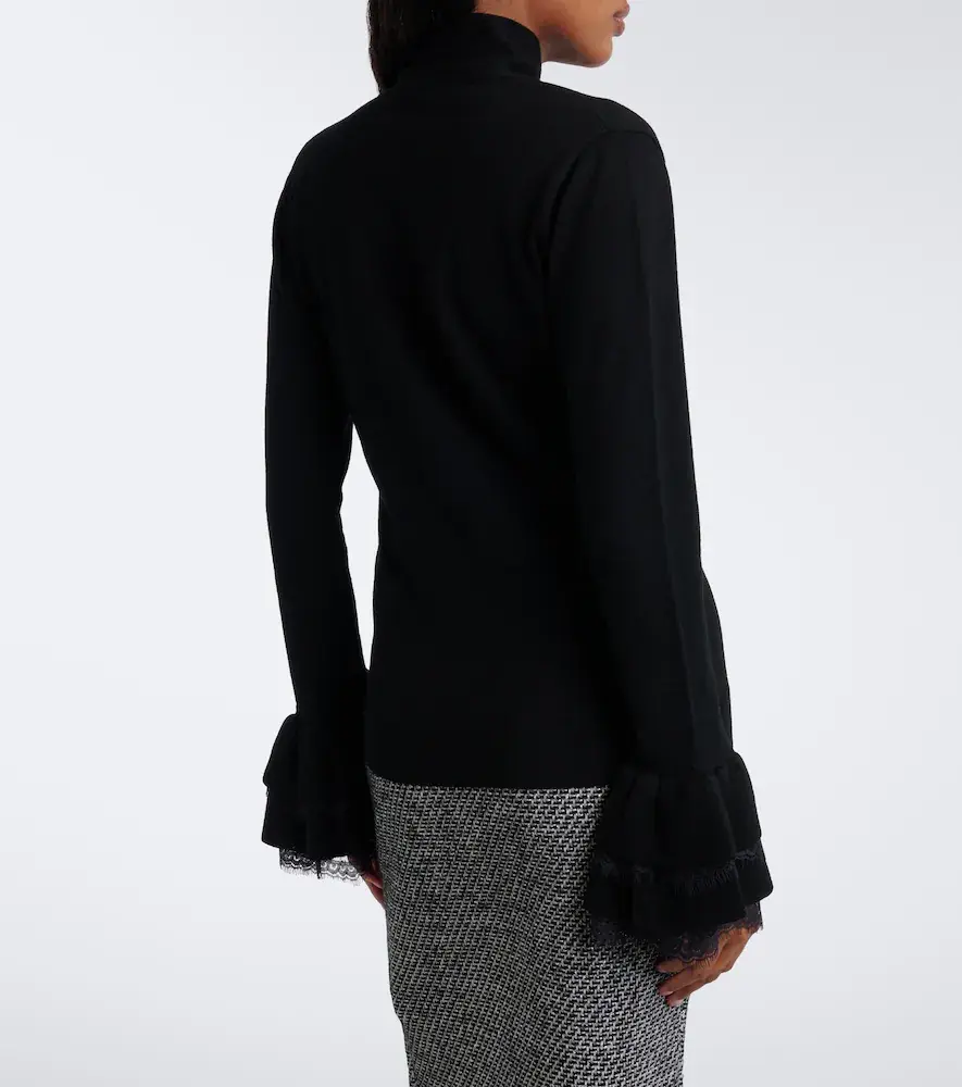 Nina Ricci Lace-trimmed wool-blend top | Thumbnail 3 Nina Ricci Lace-trimmed wool-blend top | Thumbnail 3